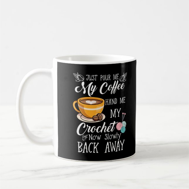 Kaffe Älskare Crochet Dam Crocheting Yarn Humor Kaffemugg (Vänster)