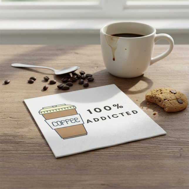 Kaffe Älskare design 100 % Beroende koffein Pappersservett (Skapare uppladdad)