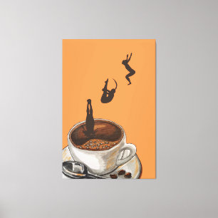 Kaffe Älskare Diving Pop Art Orange Dive Canvastryck