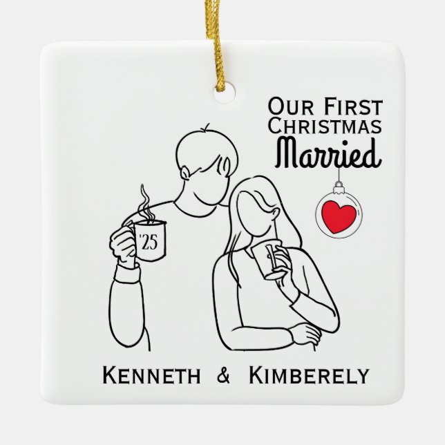 Kaffe Älskare Första jul, gift Julgransprydnad Keramik (Framsida)