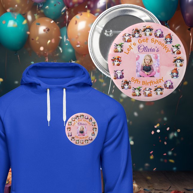 Kaffe Älskare Ghost Party Button för barn födelsed Knapp (Skapare uppladdad)