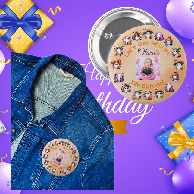 Kaffe Älskare Ghost Party Button för barn födelsed Knapp (Skapare uppladdad)