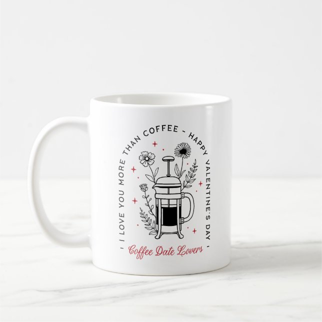 Kaffe älskare glad Alla hjärtans dag roligt Kaffemugg (Vänster)