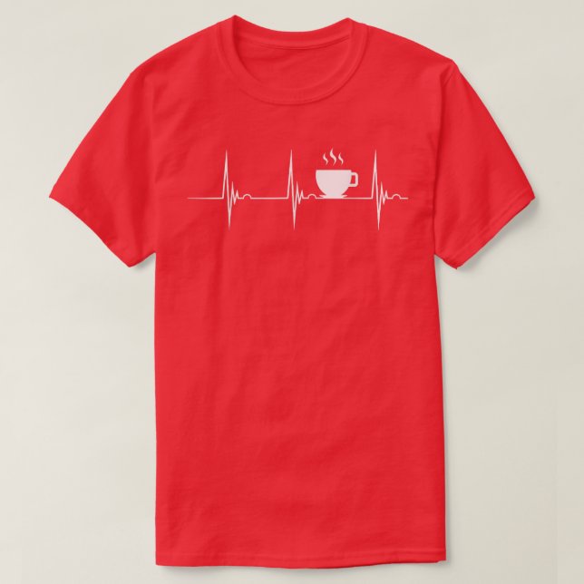 Kaffe Älskare Heartslag EKG Pulse Hett Espresso Co T Shirt (Design framsida)