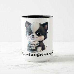 Kaffe älskare Hund älskare, svart och vitt hund Mugg