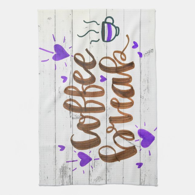Kaffe Älskare-kaffe, korv, typografi Kökshandduk (Vertikal)