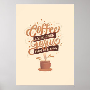 Kaffe Älskare-kaffe och Jesus Poster