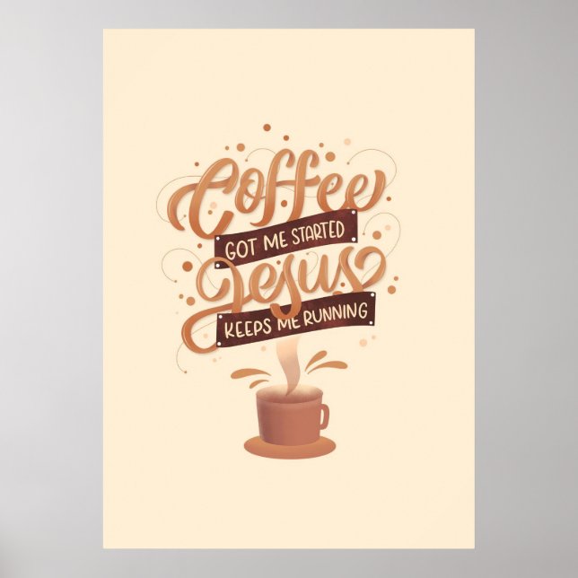 Kaffe Älskare-kaffe och Jesus Poster (Framsidan)
