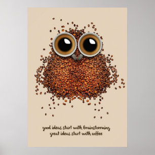 Kaffe Älskare-kaffe Uggla Poster