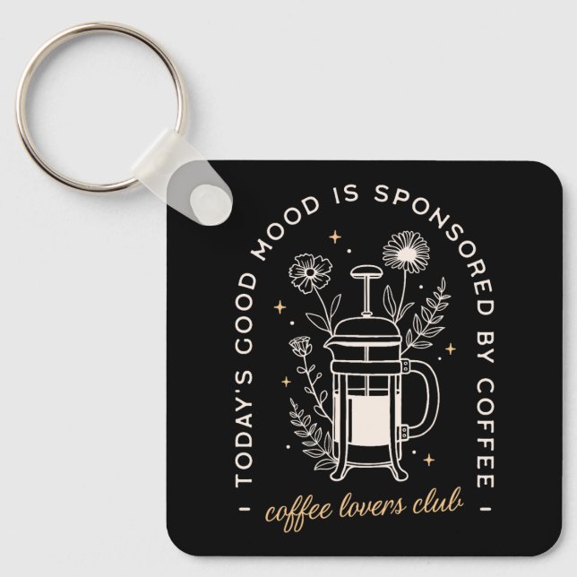 Kaffe älskare klubb - roliga citattecken nyckelring (Framsida)