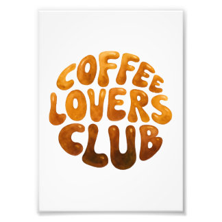 Kaffe Älskare Klubb Wall Art, Whimsical Typography Fototryck