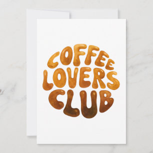Kaffe Älskare Klubb Wall Art, Whimsical Typography Tack Kort