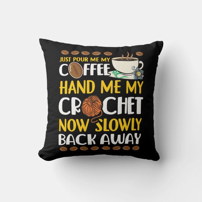 Kaffe Älskare krocheter krabbare Crocheting Caffei Kudde (Framsida)