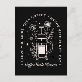 Kaffe älskare lustigt Alla hjärtans dag svart Vykort