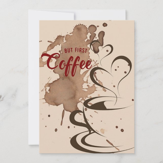 Kaffe Älskare men första kaffe Tack Kort (Framsida)
