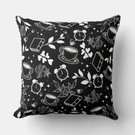 kaffe älskare, modern svart och vit mönster kudde
