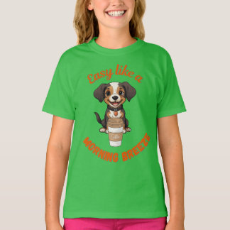 Kaffe Älskare morgon - utskriven Hund Poster T Shirt