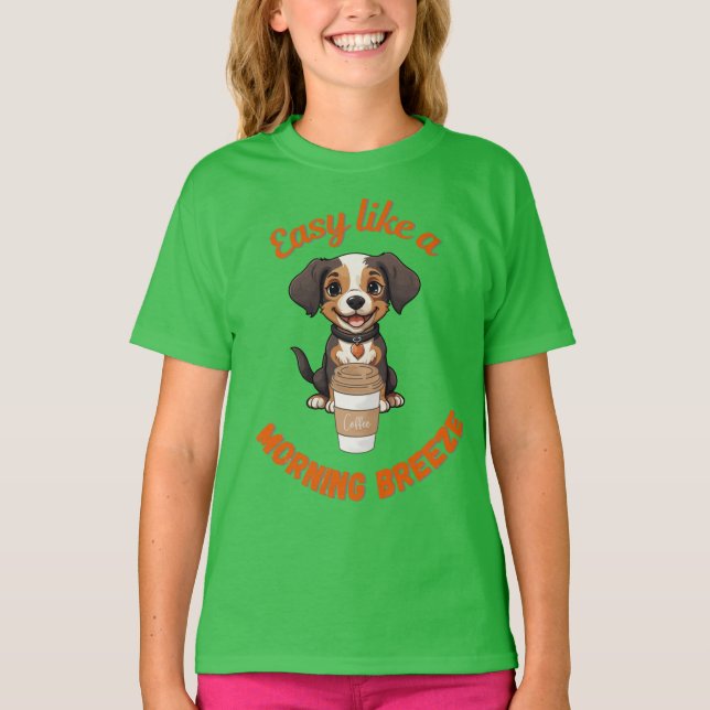Kaffe Älskare morgon - utskriven Hund Poster T Shirt (Framsida)