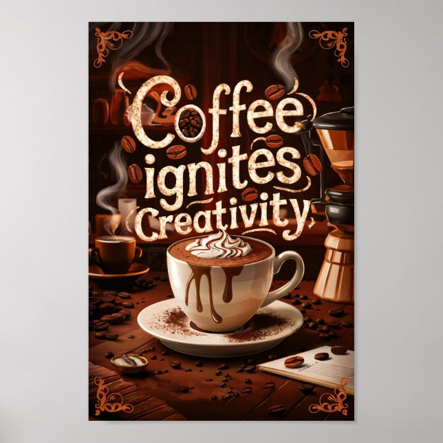 Kaffe Älskare Motiverande citat av kreativitet Poster (Framsidan)