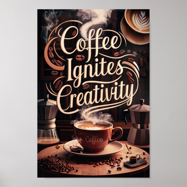 Kaffe Älskare Motiverande citat av kreativitet Poster (Framsidan)