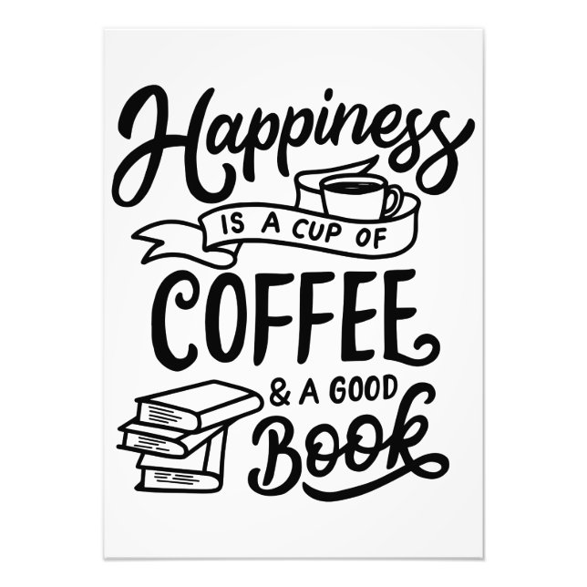 Kaffe Älskare och Bra Bok Fototryck (Framsidan)