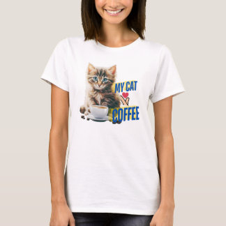 Kaffe älskare och katt t shirt
