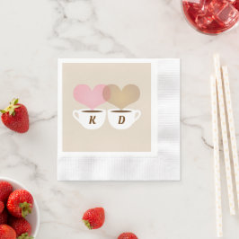 Kaffe Älskare Personligt bröllp Monogram Initialer Pappersservett