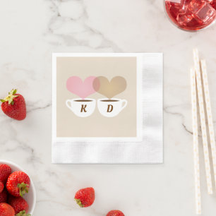 Kaffe Älskare Personligt bröllp Monogram Initialer Pappersservett