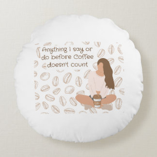 Kaffe Älskare Pillow Rund Kudde