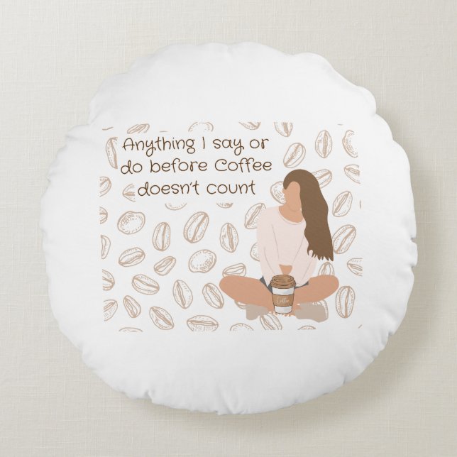 Kaffe Älskare Pillow Rund Kudde (Framsidan)