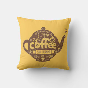 Kaffe älskare retro vintage cafe I kärlek kaffekan Kudde
