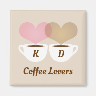Kaffe Älskare Rosa Brown Anpassningsbar Monogram I Magnet