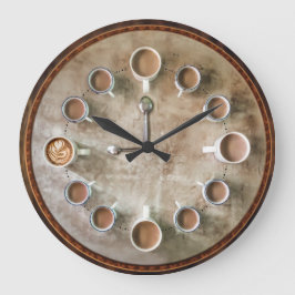 Kaffe Älskare Round Wall Clock Stor Klocka