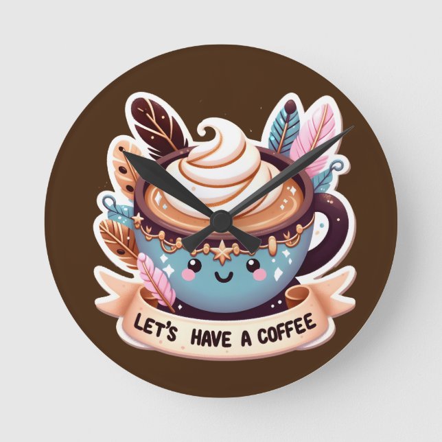 Kaffe Älskare Rund Klocka (Framsida)