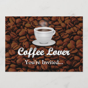 Kaffe Älskare, vit Kopp/bruna bönor Inbjudningar