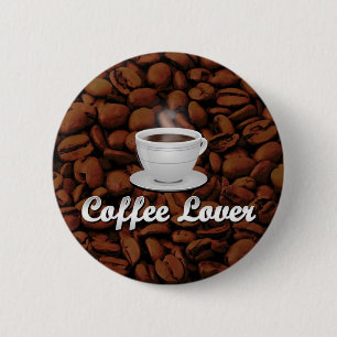 Kaffe Älskare, vit Kopp/bruna bönor Knapp