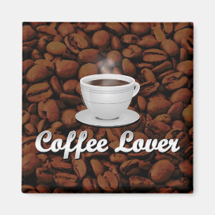 Kaffe Älskare, vit Kopp/bruna bönor Magnet