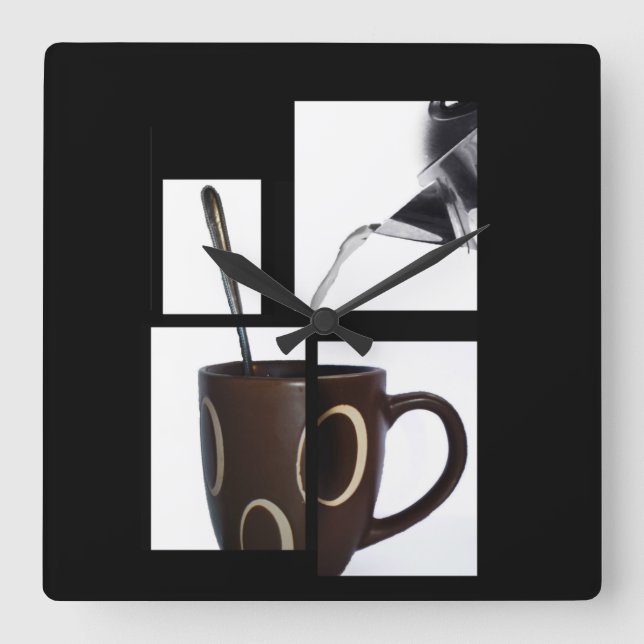 Kaffe Älskare Wall Clock Fyrkantig Klocka (Framsida)