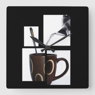 Kaffe Älskare Wall Clock Fyrkantig Klocka