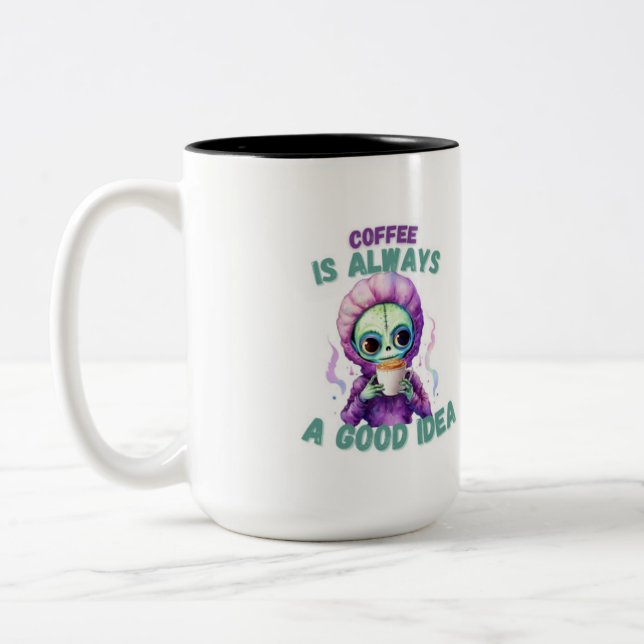 "Kaffe är alltid en Bra Idea" Alien Mugg 15oz (Vänster)