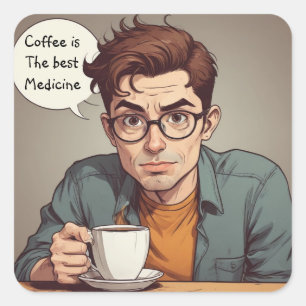 Kaffe är det bästa läkemedlet fyrkantigt klistermärke