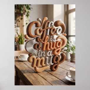 kaffe är en kram i en mugg poster