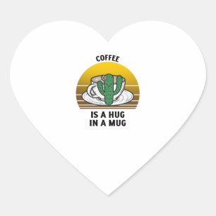 Kaffe är en kram i mugg hjärtformat klistermärke