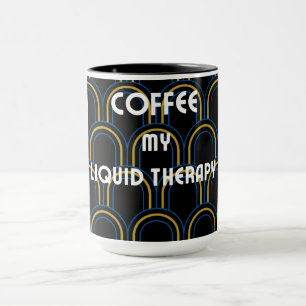 Kaffe är flytande terapi   Snyggt Kaffe Mugg