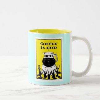 Kaffe är guden Två-Tonad mugg