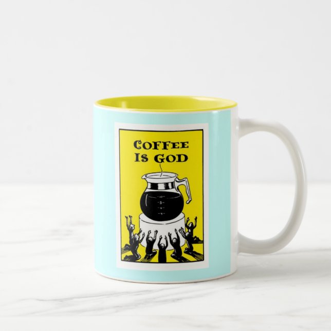 Kaffe är guden Två-Tonad mugg (Höger)