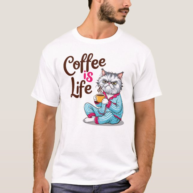 Kaffe är Life med Grumpy Cat Shirt T Shirt (Framsida)