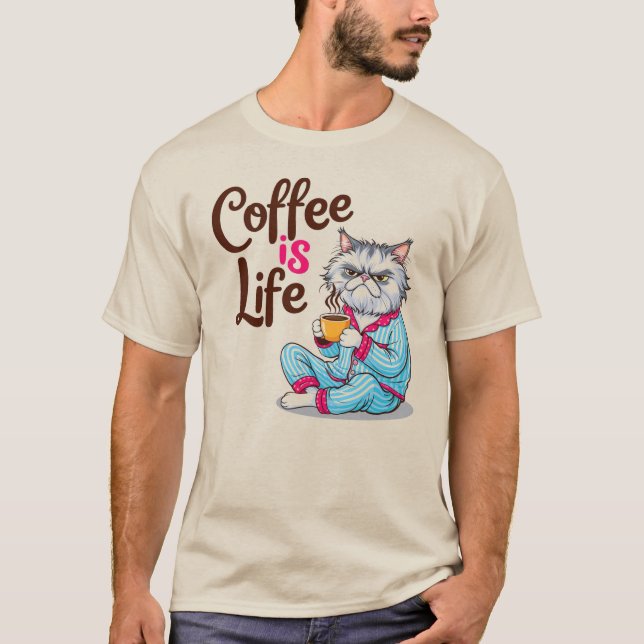 Kaffe är Life med Grumpy Cat Shirt T Shirt (Framsida)