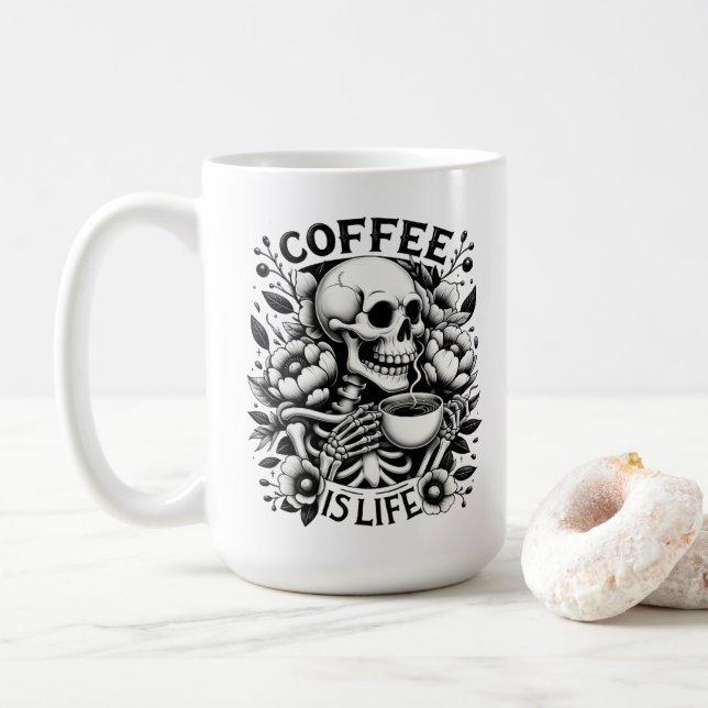 Kaffe är liv kaffemugg (Med munk)