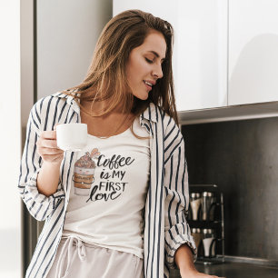Kaffe är min första Kärlek Cute-slatte av frukt T Shirt